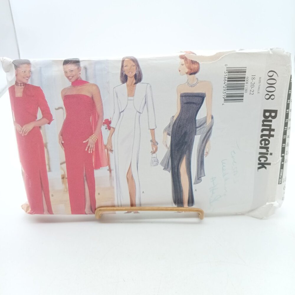 Butterick 6008 Misses Dress & Jacket Vintage Sewing Pattern Size 18-22 1999